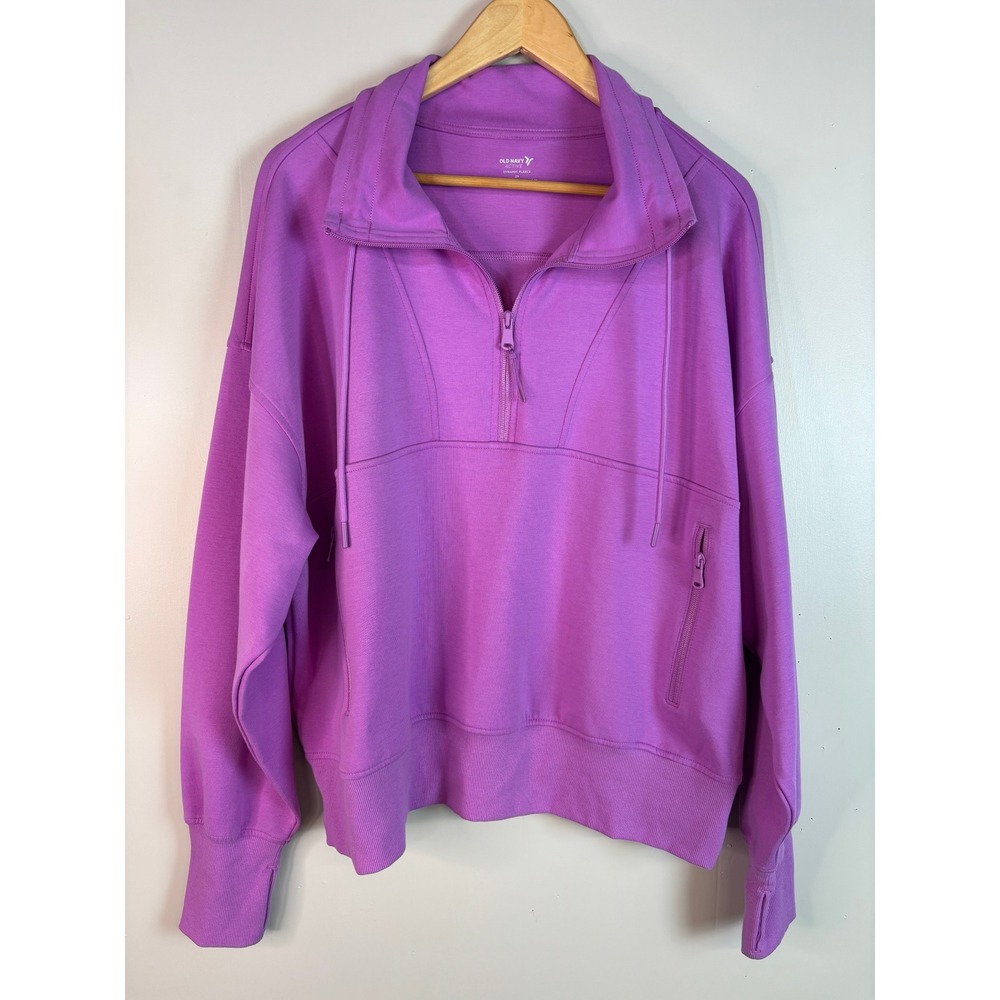 Old Navy Sweatshirt 2X Purple 1/4 Zip Pullover Dynamic Fleece Womens